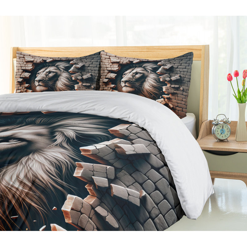 Lion Duvet Cover, California King Duvet Cover + 2 Standard Shams