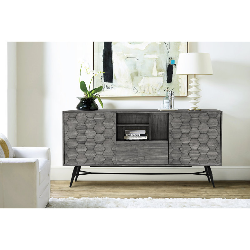 Buffet en bois gris, et multifonctionnel, beaucoup de rangement, facile à installer dans les pièces, assemblé