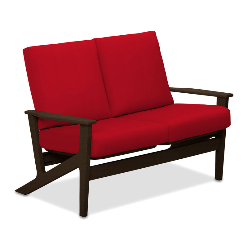 Chrisa 51.5'' Wide Loveseat with Cushions, Red, Textured Kona