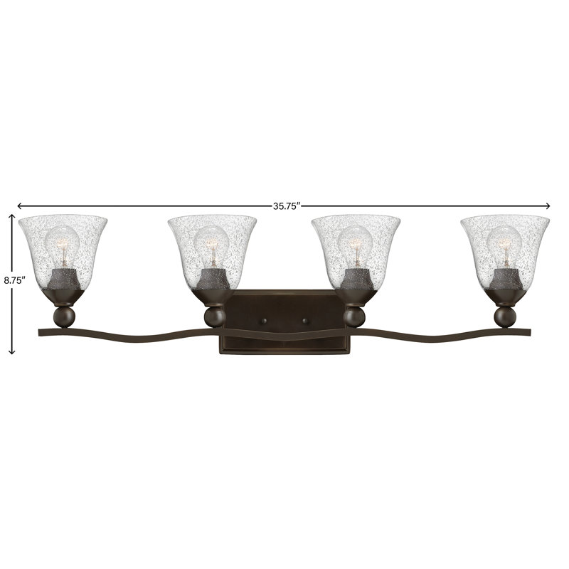 Bolla 4-Light Vanity Light, Olde Bronze, Clear Seedy Glass, Incandescent