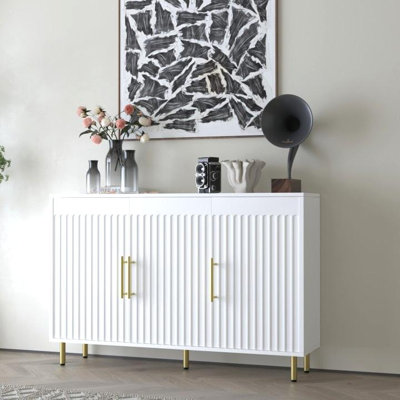 55.12" W Accent White Buffet Cabinet With 3-door Large Storage by Everly Quinn