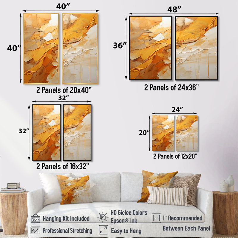 Amber Glow II - ensemble d'art mural moderne de 2, Impression encadrée flottante, Noir, H 36 po x l 48 po