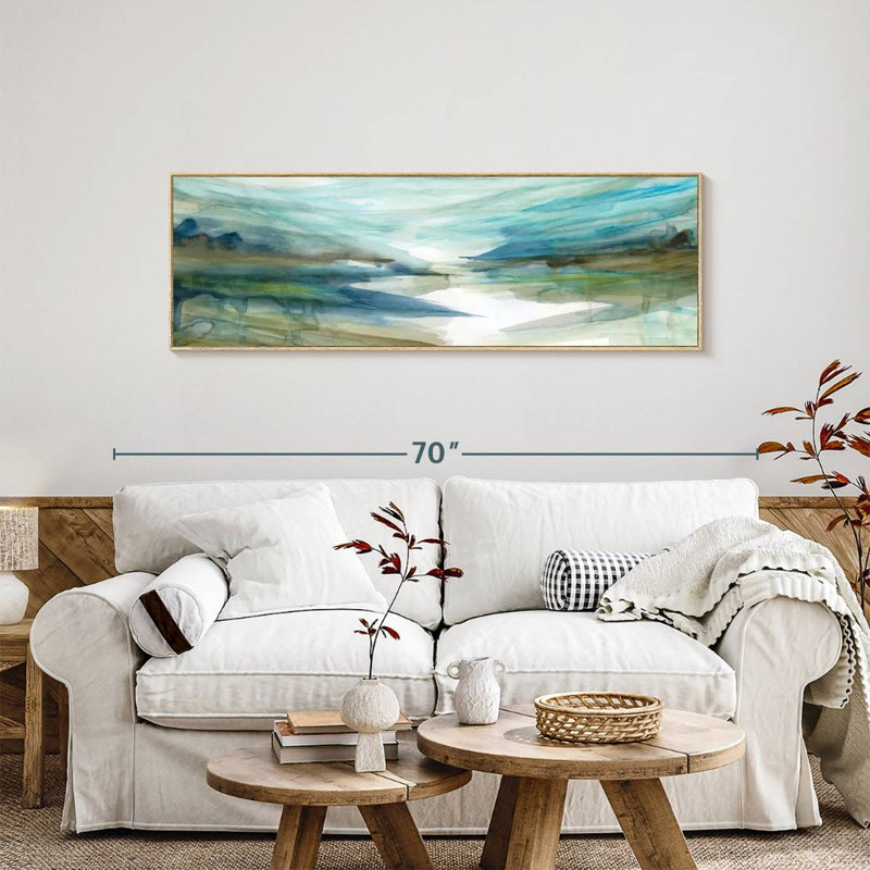 Spring Reflection II, Cadre flottant en bois naturel, 57 po x 19 po