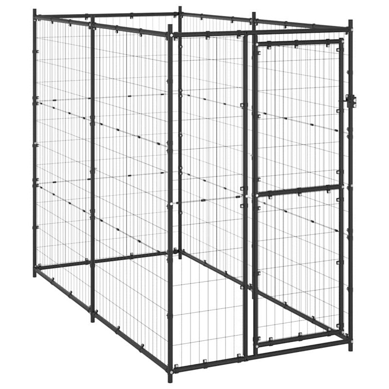 Lisbon Metal Kennel With Door, 110 x 220 x 180 cm, Black