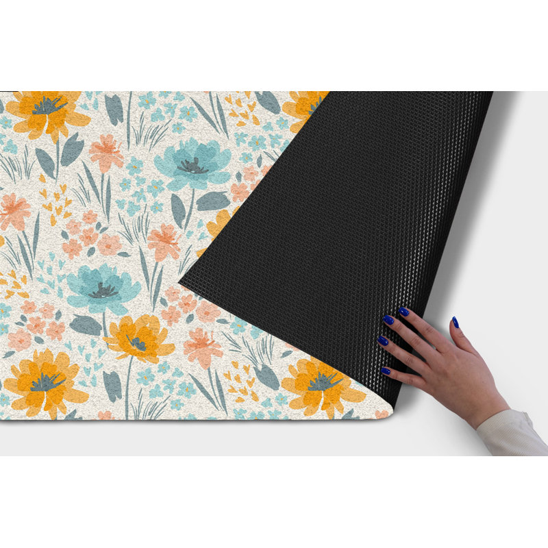 Non-Slip Floral Outdoor Doormat