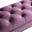 Banc rembourré mauve avec 2 coussins, accoudoirs roulés et pieds en chêne massif pour le salon