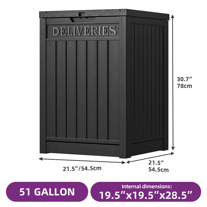 Balconera 51-Gallon Mailbox Storage Deck Box, Black