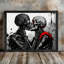 «Black Skull Kiss», impression de style graffiti audacieux, impression encadrée-355107047