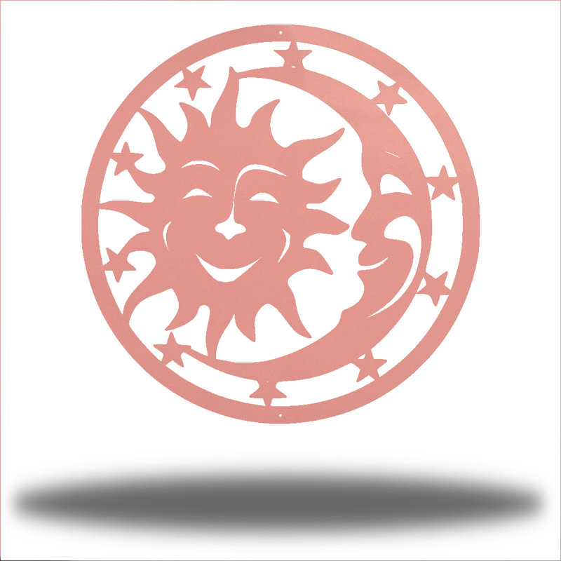 Décoration murale soleil et lune, Rose, H 24 po x l 24 po x P 0,06 po
