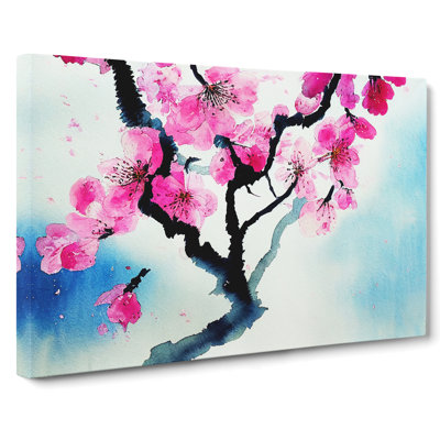 Cherry Blossom Watercolour Flowers - Wrapped Canvas