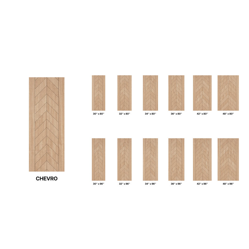 Porte à panneau 80 po Chevro Slab Only Acajou, 42" x 80" [42" Door]