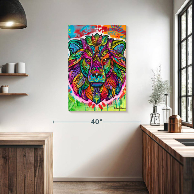 Lion psychédélique Brampt, H 39 po x l 26 po
