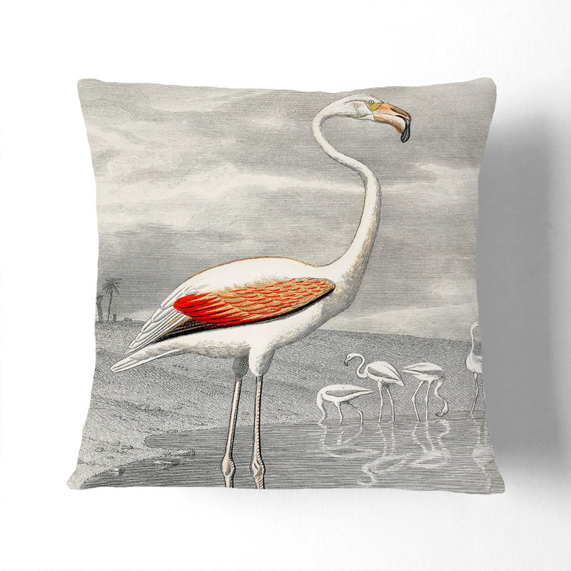 A Flamingo Square Throw Cushion, White, 55 x 55 cm