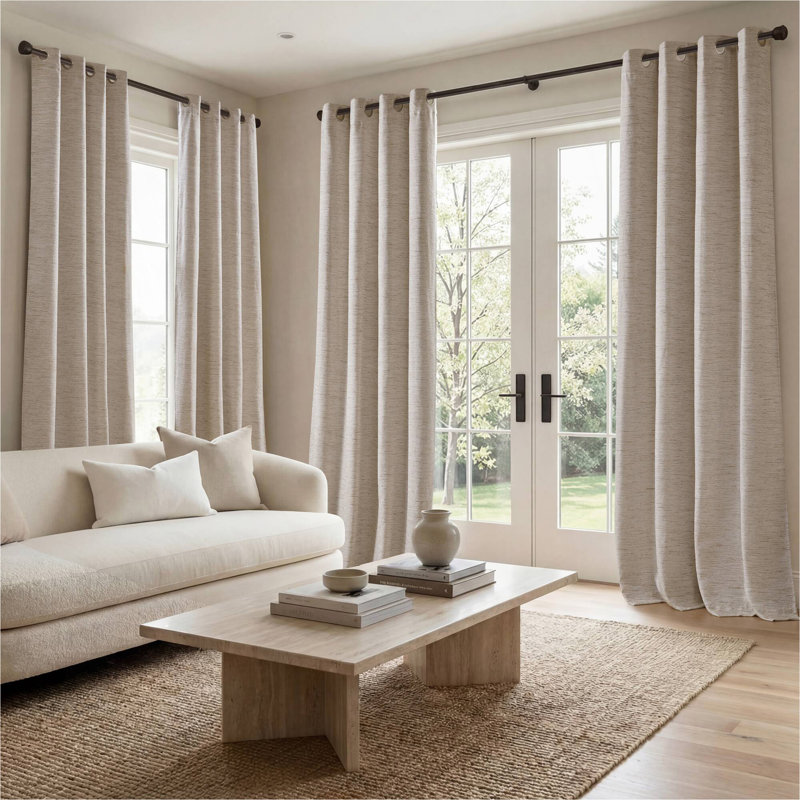 2 Pieces 52x84" 100% Polyester Total Blackout Window Panel,Neutral