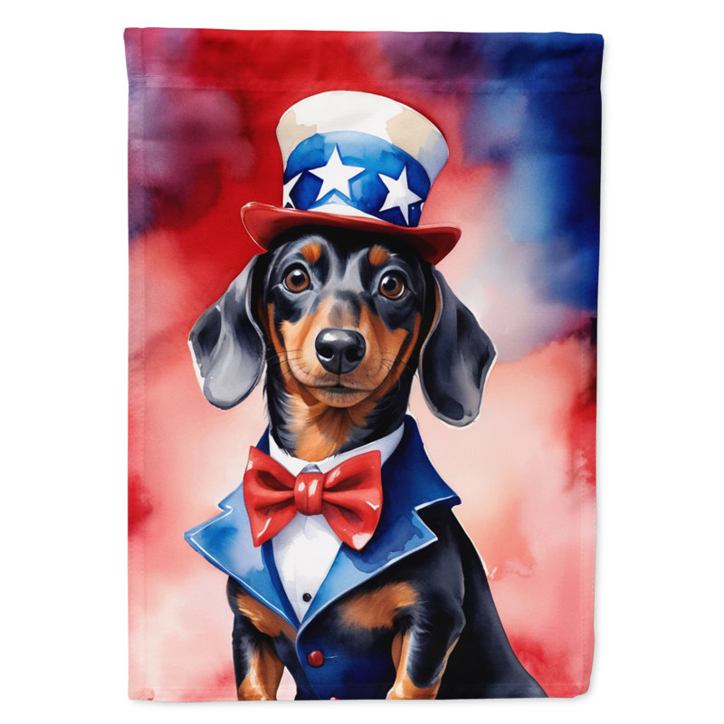 Drapeau patriotique du jardin américain, Teckel noir multicolore