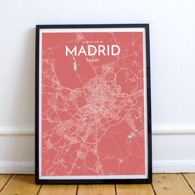 Madrid City Map - No Frame Print, 43.2cm H x 27.9cm W x 0.1cm D