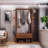33.46"Dark Brown Minimalism Solid Wood Clothes Rack