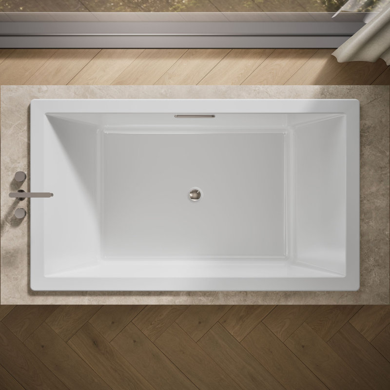 Underscore 60" x 32" Drop In Soaking Acrylic Bathtub, 23" H x 42" W x 72" D, White