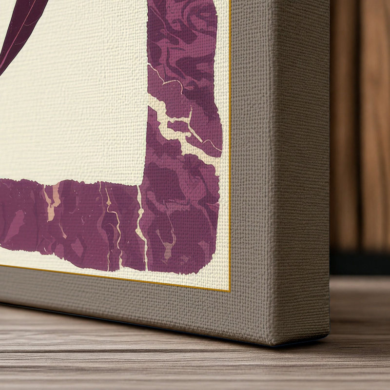 Framed Purple Bloom Botanical - Wrapped Canvas, 24x16 - 61.0 x 40.6 cm, Taupe Border