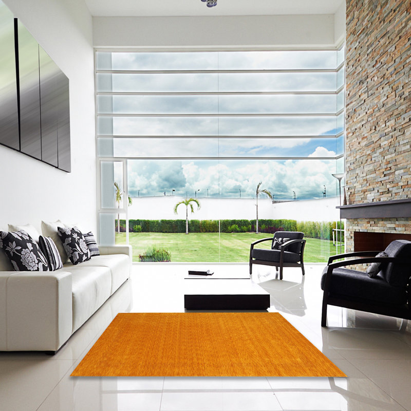 Tapis de zone orange contemporaine, Carré 6 pi x 6 pi