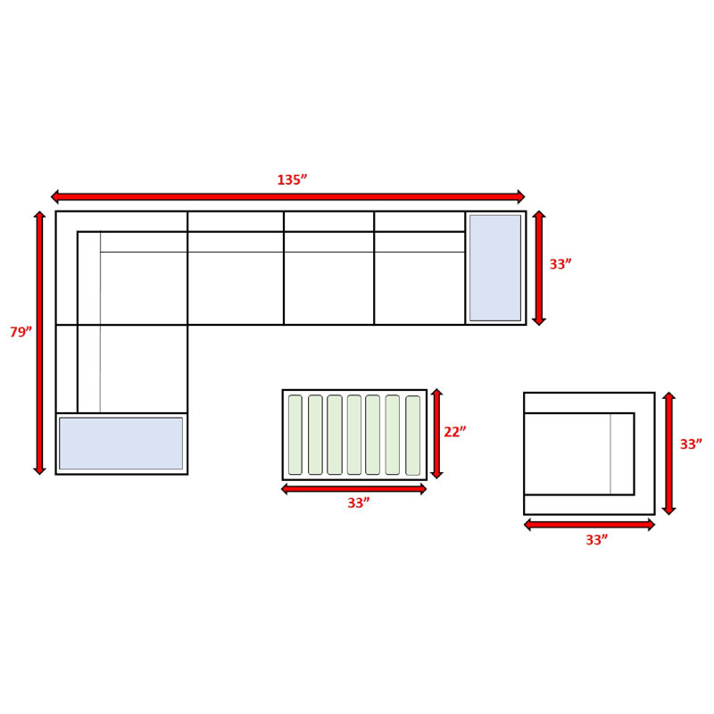 Ensemble de conversation modulaire avec coussins Sunbrella 9 pièces Deshell |, Brun