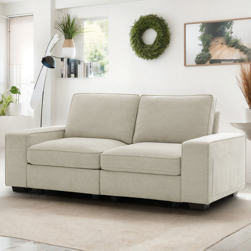 Canapé rembourré modulaire, 2, H 33 po x l 73 po x P 32 po, Beige