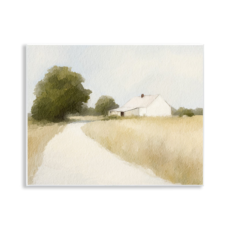 Plaque murale blanche «Farmhouse Path Tranquility», par Leah Straatsma