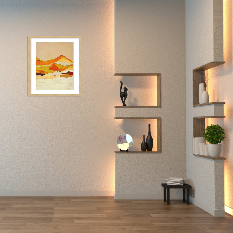 Nature Inspired Dawn's Horizon Trptych, 16" H x 16" W, Framed Matted Print, Beige