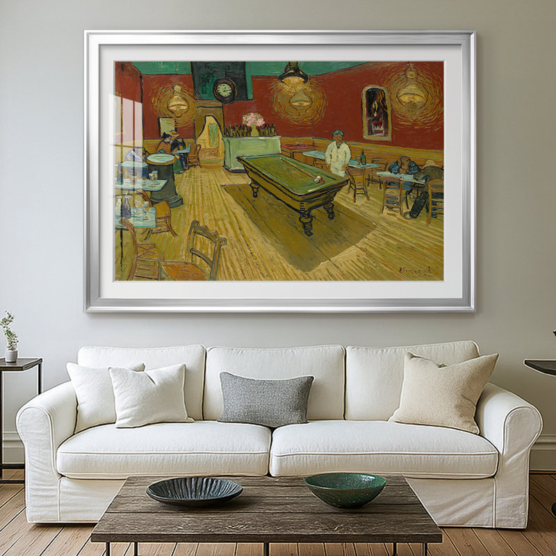 Le café de nuit - Vincent Van Gogh - reproduction encadrée avec passe-partout et verre - 1888, 26,5 x 36,5, Argent