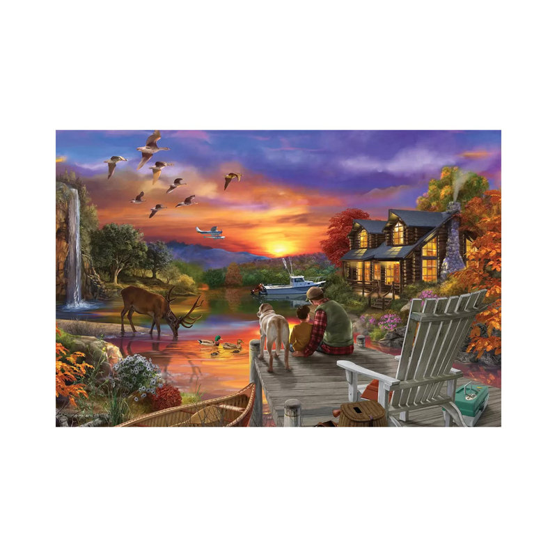 Sunset Cabin 11-25 by Bigelow Illustrations - Wrapped Canvas Painting, 66.04 cm H x 45.72 cm W x 1.91 cm D