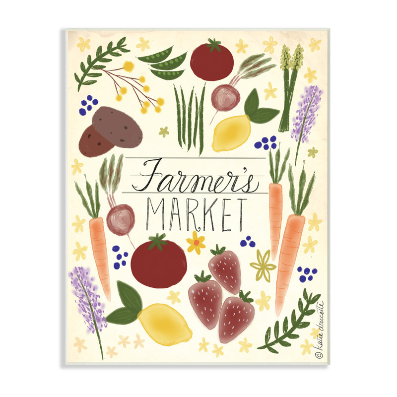 Marchés des agriculteurs-impression sur toile, Plaque de bois, H 15 po x l 10 po