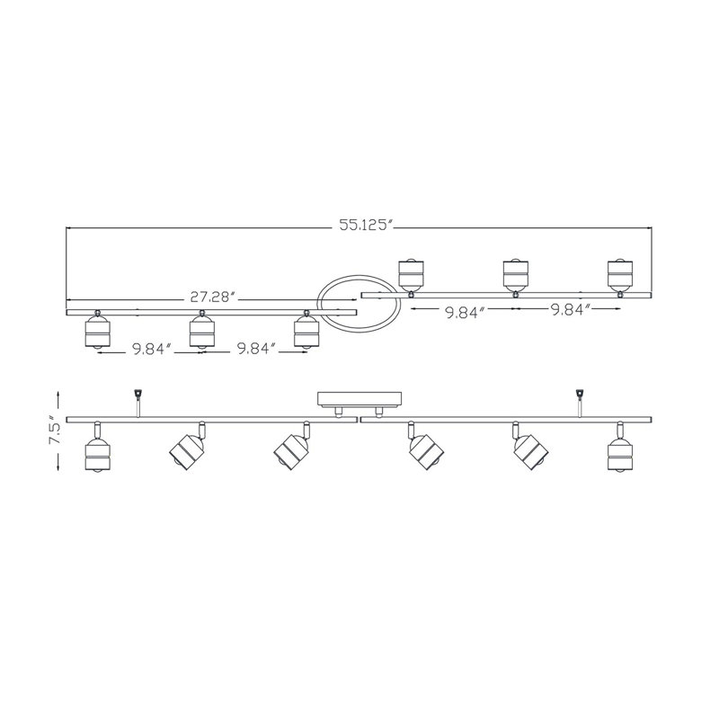 Core 55.13'' 6 -Light Rail Track Kit with Dimmable and Adjustable Head