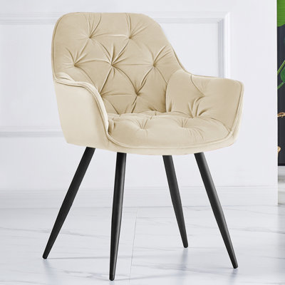 Irie Single Velvet Upholstered Dining Chair with Arm