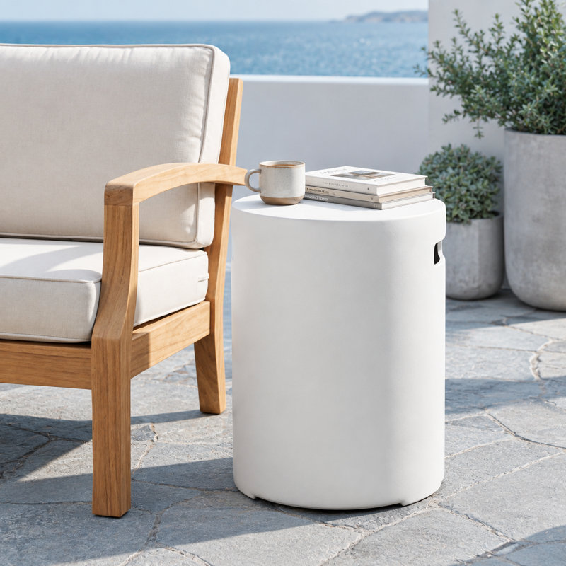 Table d'appoint moderne avec couvercle de réservoir de propane, cachette de réservoir de gaz d'oxyde de magnésium blanc pour patio et foyer