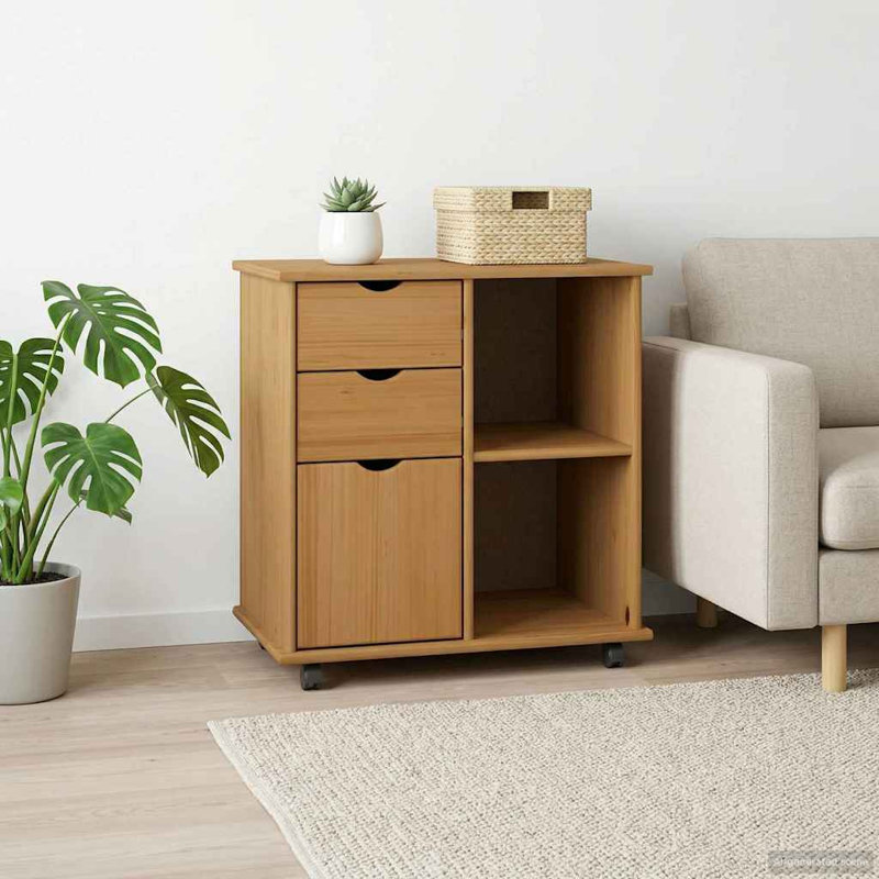 Solid Wood Standard Accent Cabinet, Honey Brown