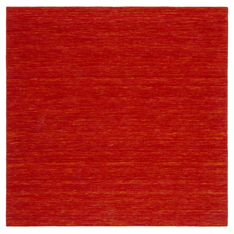 Kilim Hand Loomed Wool/Cotton Rug in Red/Rust, Square 6'