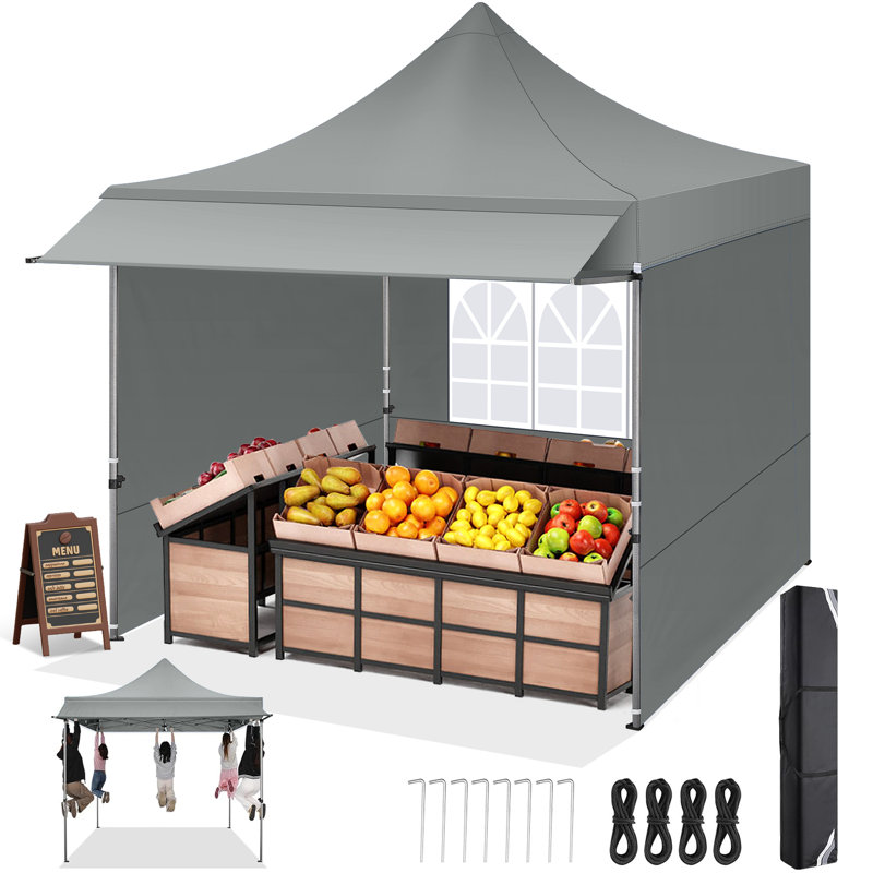 10'x10' Pop Up Canopy with Sidewalls, Gray