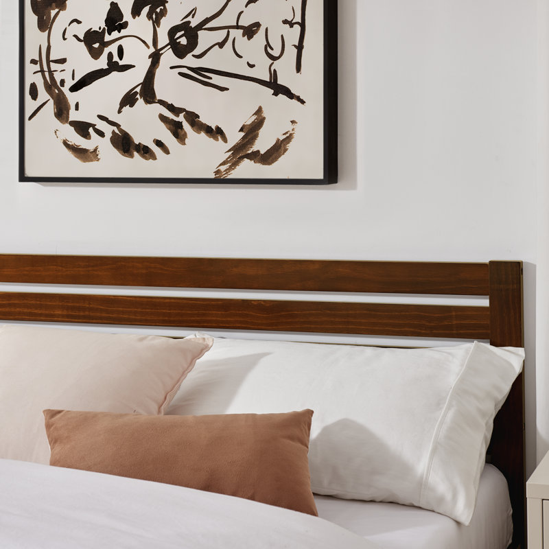 Aichele Solid Wood Bed, Walnut, Double (4'6)