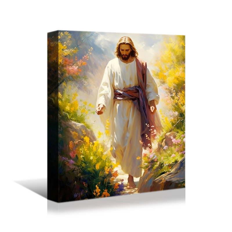 Jesus Christ encadré sur toile, H 24 po x l 18 po