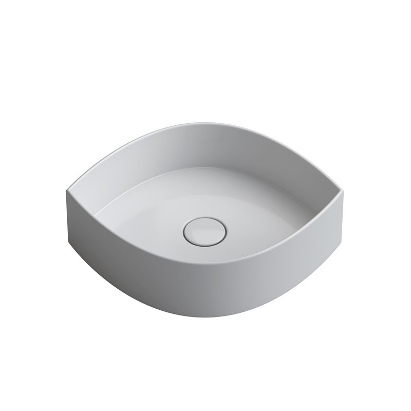 Lavabo vasque de salle de bain l 15 po Occhio, Blanc lustré