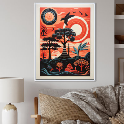 " Retro Full Moon Landscape In Red And Black I "