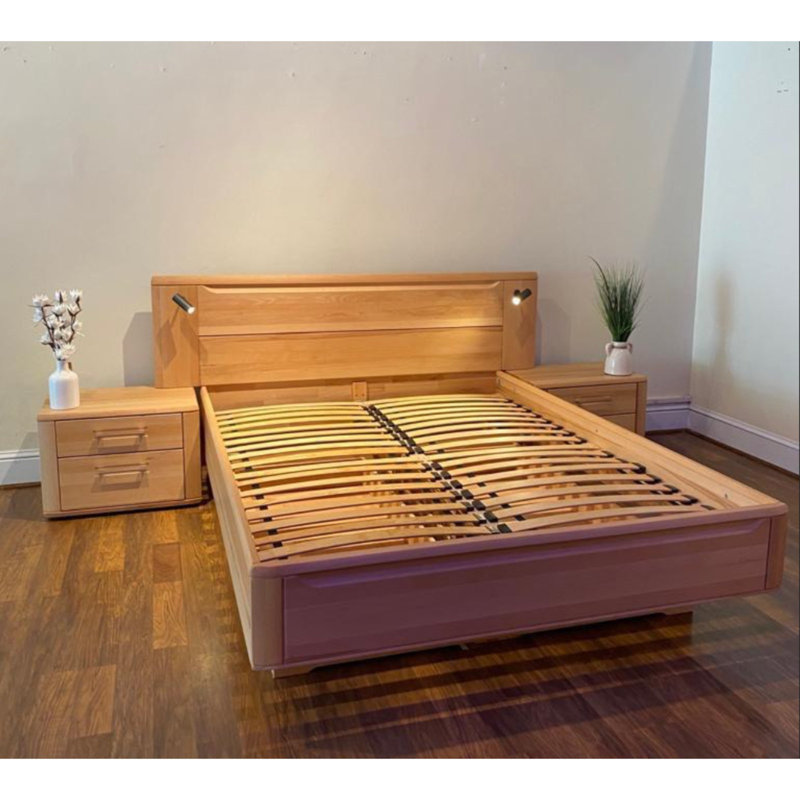Poyner Solid Wood 4-Piece Bedroom Set with 2 Nightstands and Chest of Drawers, Queen, No