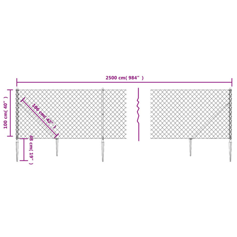 Brealynn Metal Fencing, 100cm H x 2500cm W, Anthracite