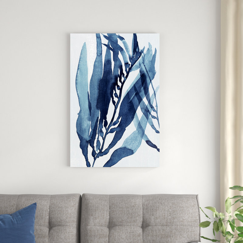 Blue Drift II, H 36 po x l 24 po, Non, Toile avec cadre érable