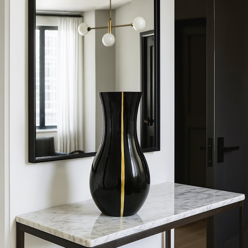 Vase de table en verre Santara, Noir
