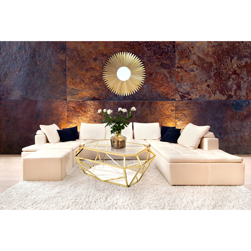 SantaBarbara Glass Flat Wall Mirror, Champagne