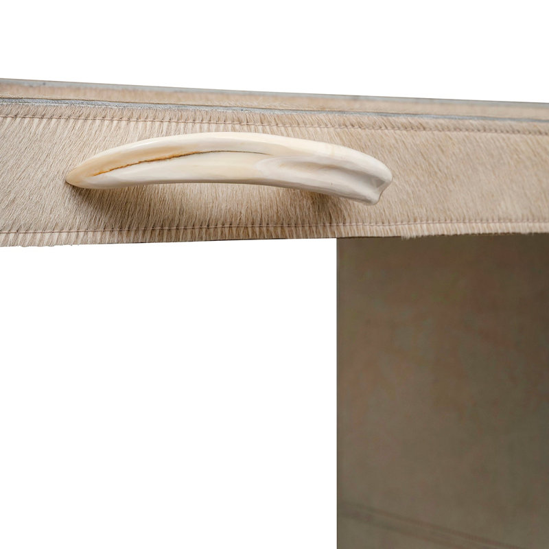 Watusi Cream Cow Hide Console Table