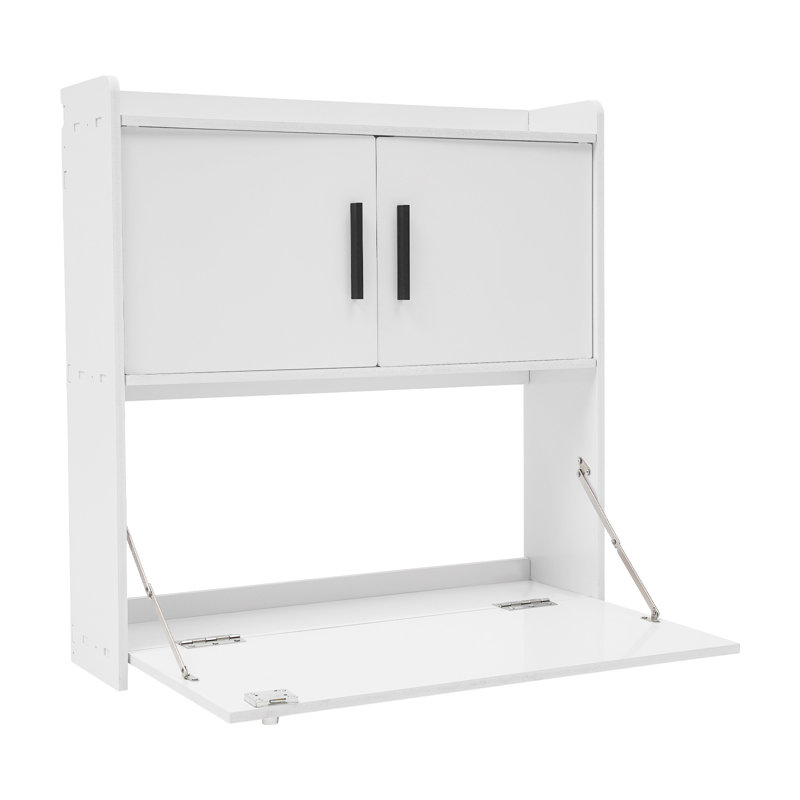 Wall-Mounted Folding Table Cabinet, White