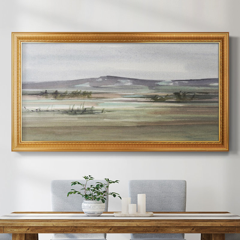 Toile encadrée haut de gamme Mute Marsh I - prête à être accrochée, H 25 po x l 45 po x P 1 po, Toile avec cadre doré