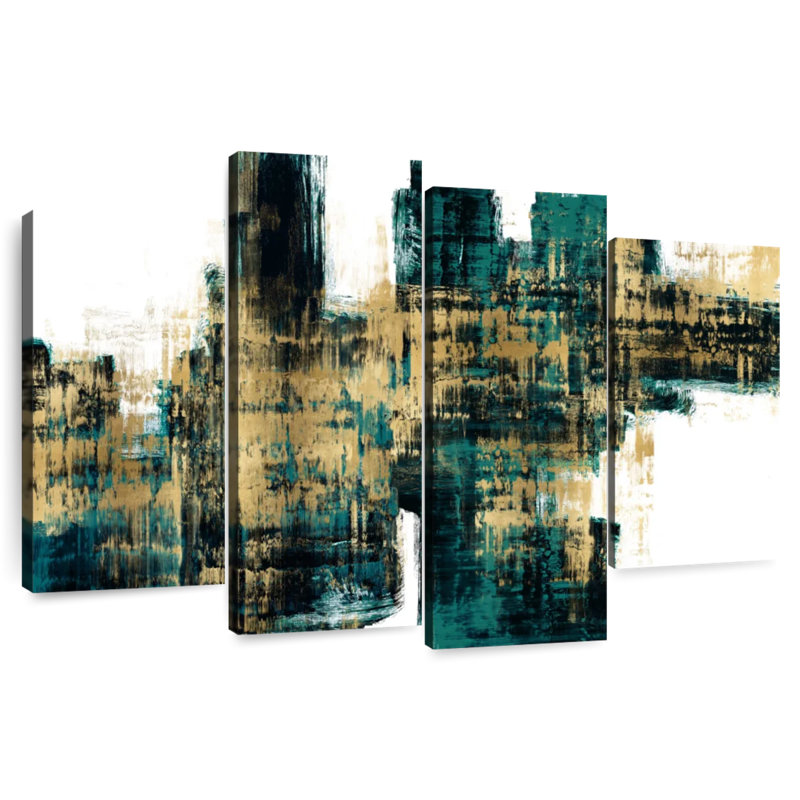 Avery Vibrant Gold On Teal, 54" H x 84" W